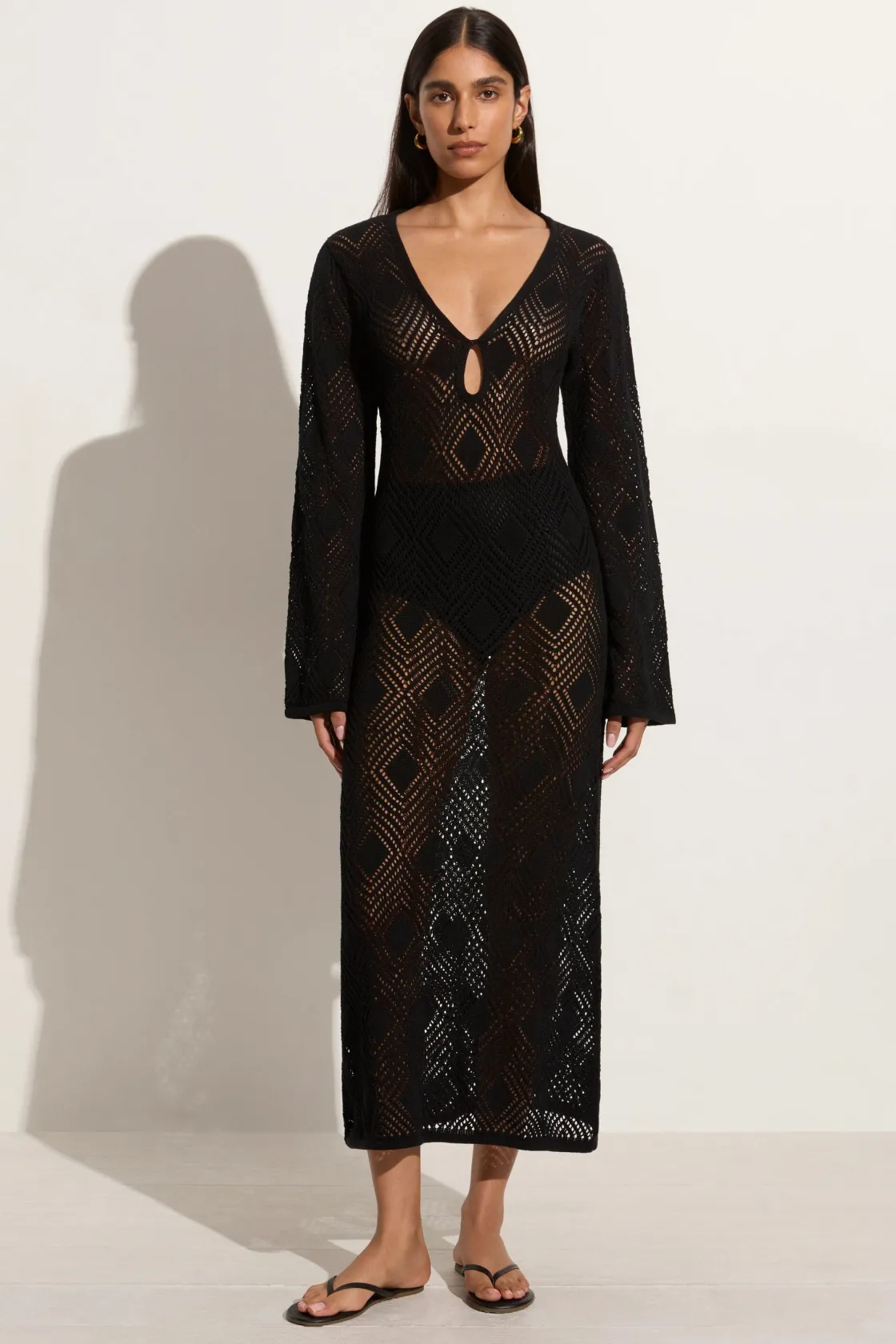 Knitwear^Faithfull The Brand Serena Pointelle Knit Dress Black
