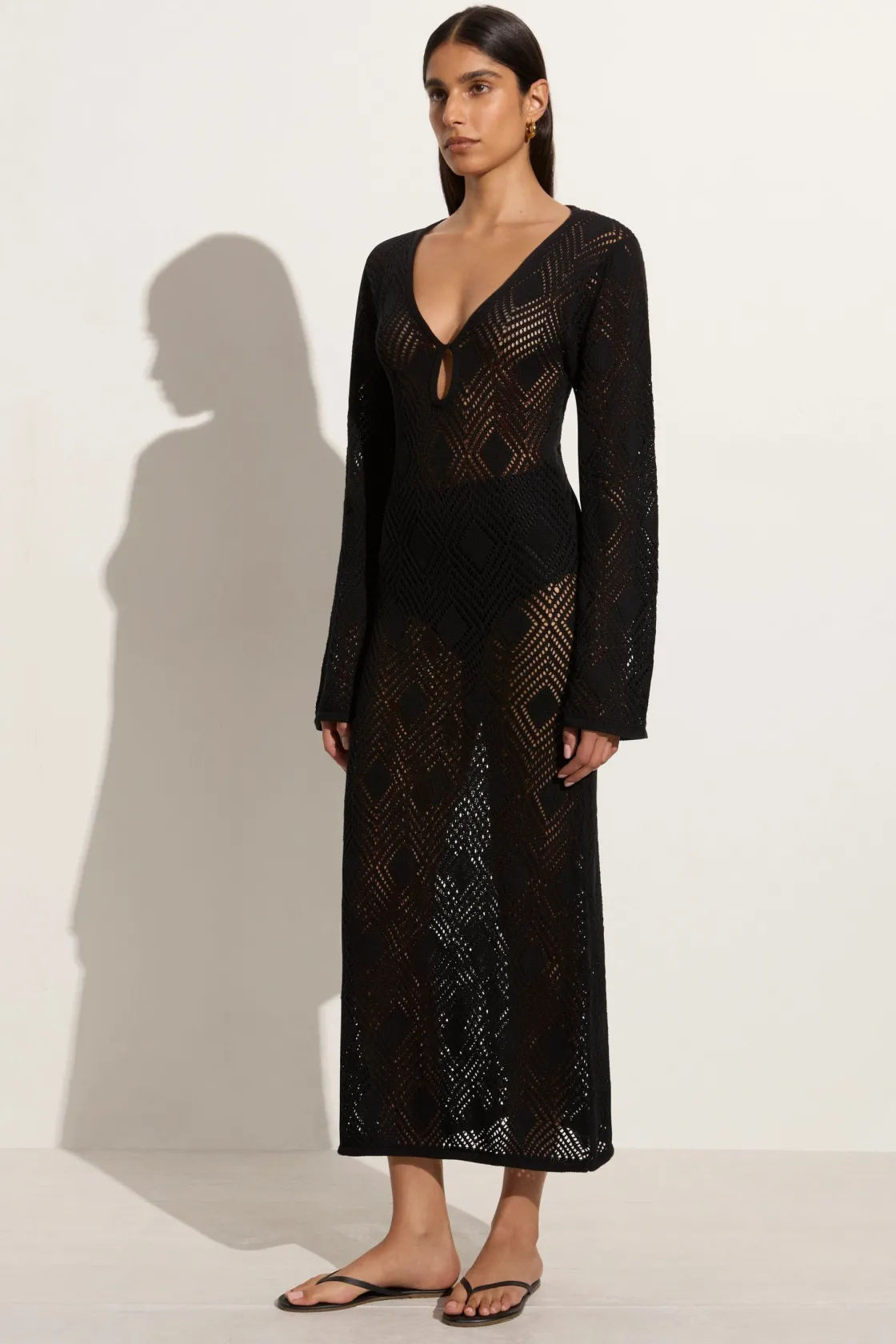 Knitwear^Faithfull The Brand Serena Pointelle Knit Dress Black